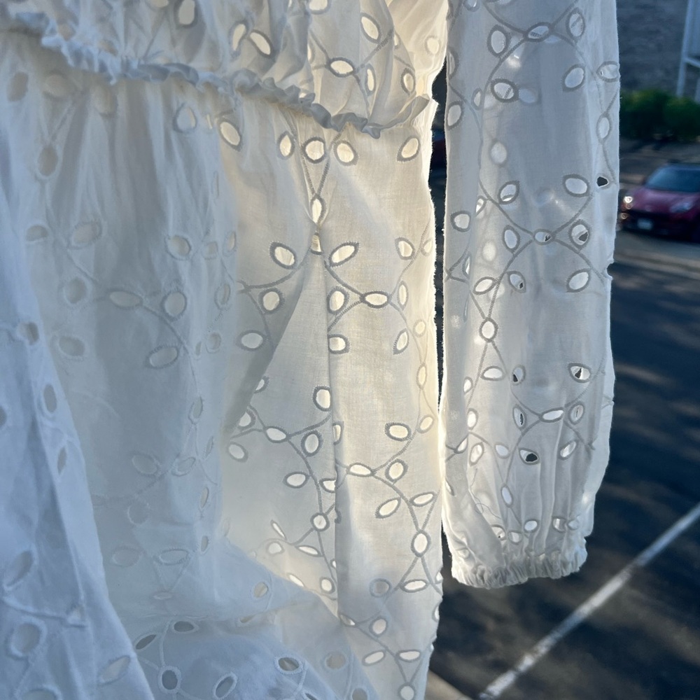 🆕Gianni Bini 💯Cotton White Katrina Eyelet V-Neck Mini A-Line Dress Size XL - Picture 7 of 11
